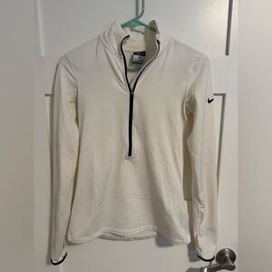 NikePro Dri-Fit Women's White Fleece-lined Quarter-Zip